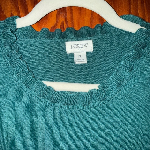 J.Crew Green Ruffle Neck Sweater - Picture 2 of 4